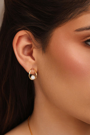 Brinco Gota Vazada Ponto de Luz Cristal Banhado a Ouro 18K