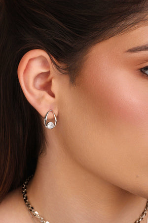 Brinco Gota Vazada Ponto de Luz Cristal Ródio Branco