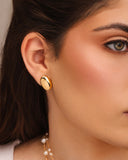 Brinco Oval Liso 1.7 cm Banhado a Ouro 18K