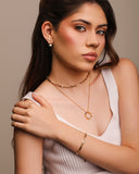 Brinco Ponto de Luz Duplo Cristal Banhado a Ouro 18K