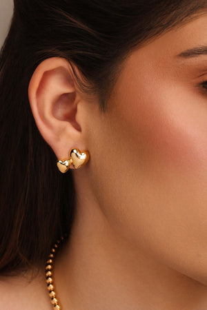 Ear Cuff Corações Lisos Banhado a Ouro 18K
