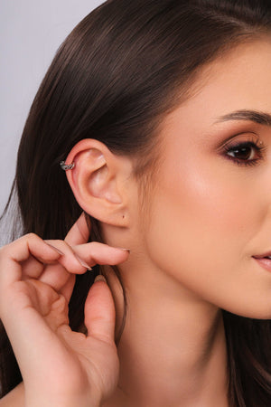 Piercing para Hélix Entrelaçado Vazado 8 mm Ródio Branco