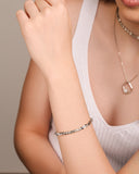 Pulseira Elos Quadrados 4 mm Ródio Branco