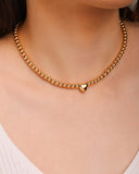 Choker Bolinhas Coração Liso Banhado a Ouro 18K