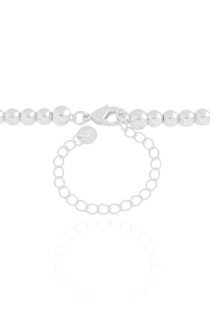 Choker Bolinhas Coração Liso Ródio Branco