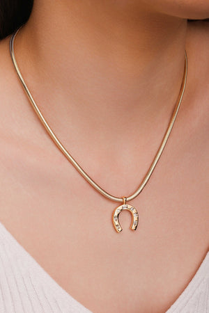 Gargantilha Snake Ferradura Cravejada Cristal Banhado a Ouro 18K - 40 cm