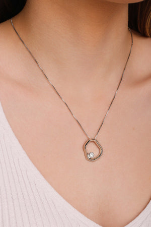 Gargantilha Veneziana Orgânico Vazado Ponto de Luz Cristal Ródio Branco - 45 cm