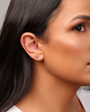 Brinco Duplo Borboleta e Flor Cravejado Cristal Banhado a Ouro 18K