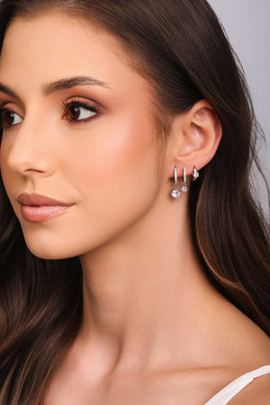 Trio de Argolas Pontos de Luz Cravejadas Cristal Ródio Branco