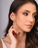 Brinco Ponto de Luz Triplo Cristal Ródio Branco