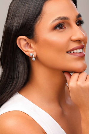 Brinco Bola Cravejada Cristal 7 mm Ródio Branco