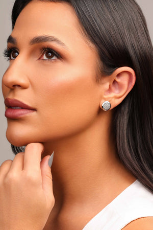 Brinco Redondo Cravejado Cristal 12 mm Ródio Branco