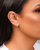 Brinco Argola Click Cravejada Cristal Gomos 1.0 cm Banhado a Ouro 18K