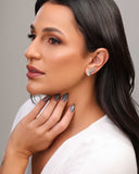 Ear Cuff Gotas Cravejadas Cristal Ródio Branco