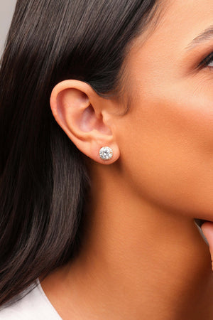 Brinco Ponto de Luz Cristal Detalhado 7 mm Banhado a Ouro 18K