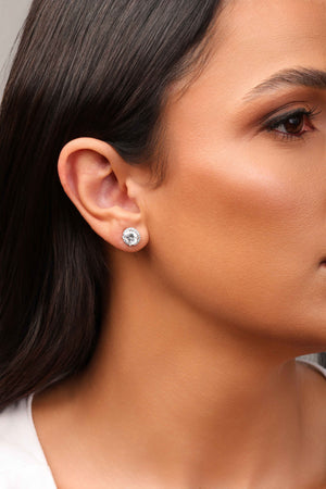 Brinco Ponto de Luz Cristal Detalhado 7 mm Ródio Branco