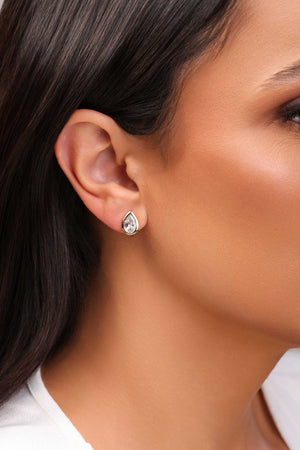 Brinco Gota Cristal 1.2 cm Banhado a Ouro 18K