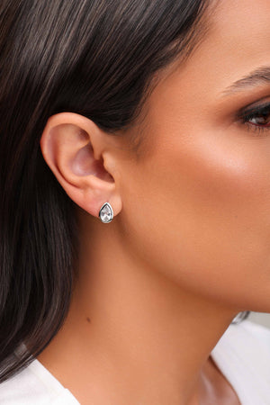 Brinco Gota Cristal 1.2 cm Ródio Branco