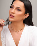 Brinco Orgânico Splash Ponto de Luz Oval Cristal Banhado a Ouro 18K