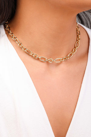 Choker Elos Ovais 8 mm Banhado a Ouro 18K