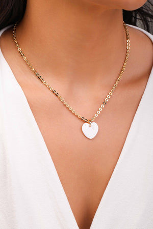 Gargantilha Elos Ovais Coração Madrepérola Banhado a Ouro 18K - 40 cm