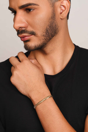 Pulseira Masculina Lacraia 6 mm Banhado a Ouro 18K