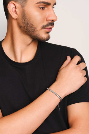 Pulseira Masculina Lacraia 6 mm Ródio Branco