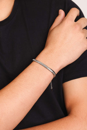 Pulseira Masculina Lacraia 6 mm Ródio Branco