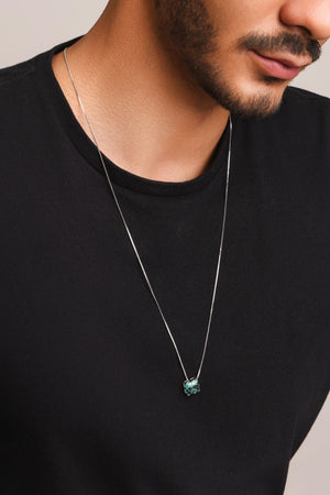 Gargantilha Masculina Carré Turmalina Ródio Branco - 70 cm