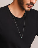 Gargantilha Masculina Carré Turmalina Ródio Branco - 70 cm