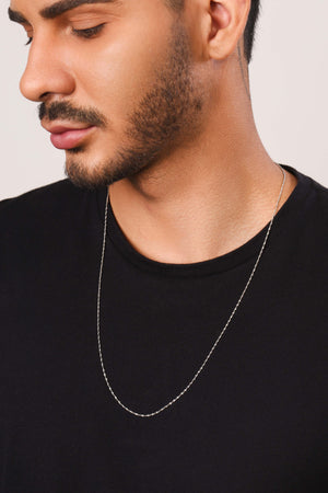 Gargantilha Masculina Torcida 1 mm Ródio Branco - 60 cm