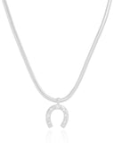 Gargantilha Snake Ferradura Cravejada Cristal Ródio Branco - 40 cm