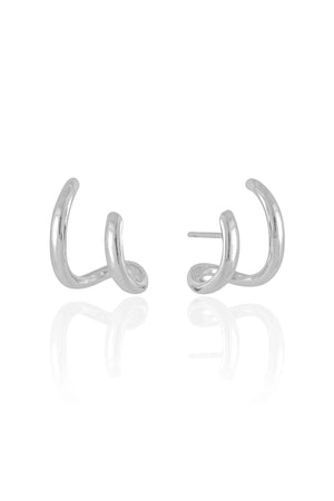 Ear Cuff Dois Filetes Liso Ródio Branco