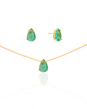 Conjunto Gota Turmalina Banhado a Ouro 18K