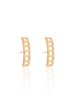 Ear Hook Quadrado Vazado Banhado a Ouro 18K