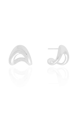 Brinco Argola Orgânica Lisa 1.6 cm Ródio Branco