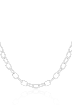 Choker Elos Ovais Lisos Ródio Branco