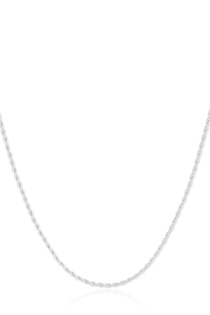 Gargantilha Longa Cordão Baiano Ródio Branco