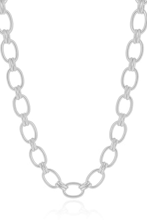 Gargantilha Elos Ovais 9 mm Ródio Branco - 40 cm