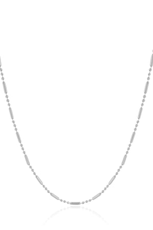 Gargantilha Canutilhos 1 mm Ródio Branco - 40 cm