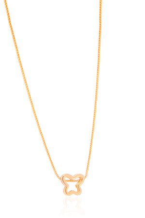 Gargantilha Veneziana Borboleta Vazada Banhado a Ouro 18K - 45 cm