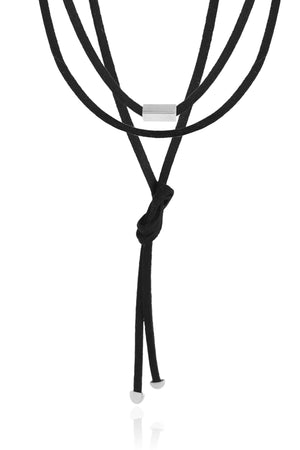 Cordão Camurça Preta Retângulo 4 mm Ródio Branco - 1,5 m