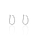 Brinco Argola Click Oval Cravejado Cristal 1.9 cm Ródio Branco