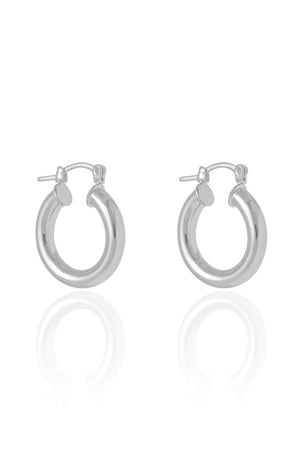 Brinco Argola Tubo Liso Fecho Italiano 2.5 cm Ródio Branco