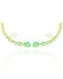 Ear Cuff Pontos de Luz Ovais Turmalina Cravejado Cristal Banhado a Ouro 18K