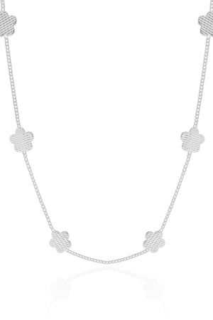 Choker Flores Texturizadas 8 mm Ródio Branco