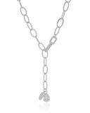 Gargantilha Elos Ovais Gota Zircônia Ródio Branco