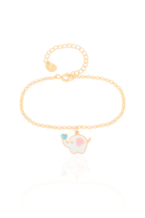 Pulseira Infantil Elos Elefante 1.0 cm Banhado a Ouro 18K