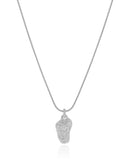 Gargantilha Rabo de Rato Pingente Orgânico Texturizado Ródio Branco - 45 cm