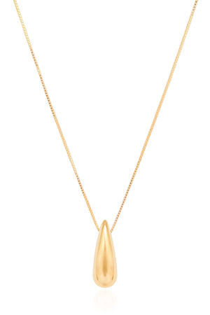 Gargantilha Veneziana com Pingente de Gota Abaulada Lisa Banhado a Ouro 18K